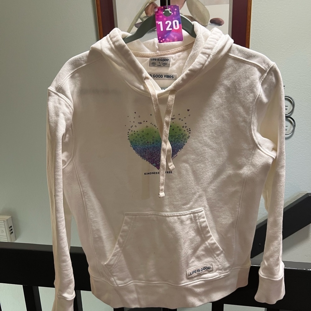 Life Is Good White Hoodie “Kindness is free”. #120